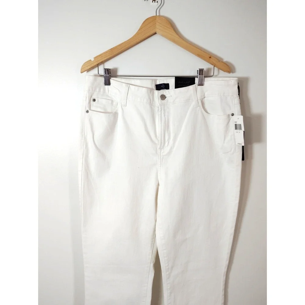 NWT Not Your Daughters Jeans NYD Women 16 WHITE Straight Leg Classic Preppy $104